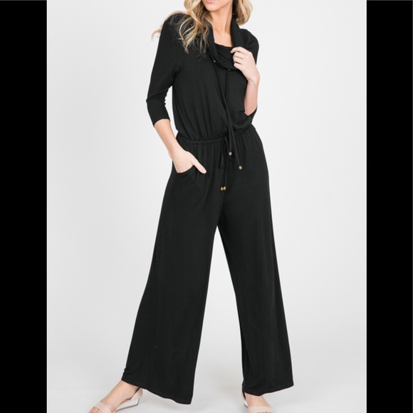 Comfy Black Jumpsuit - Picture 2 of 8
